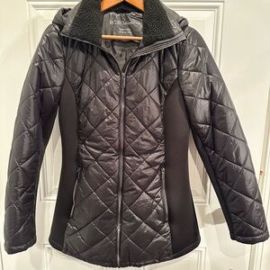 BCBGeneration Diamond Black Quilted Semi-Fitted Puffer Jacket